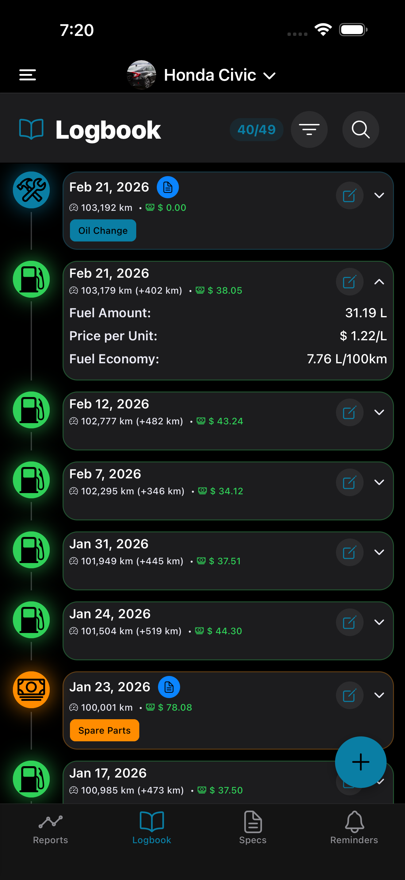 Carmainty app preview showing logbook interface